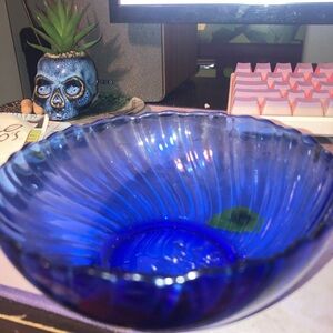 Vintage Cobalt Blue Made in France Glass Bowls Set of 3